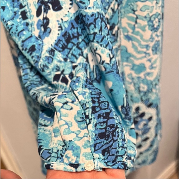 Talbots Teal and White Paisley Blouse - Picture 4 of 6